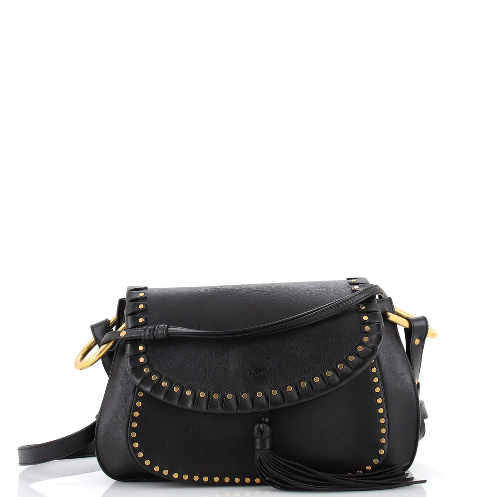 Chloe Hudson Double Carry Bag Studded Leather Medium Black 2148931