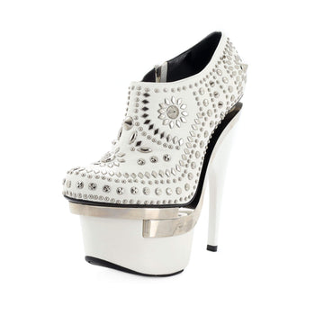 Versace Women's Platform Heeled Booties Studded Leather