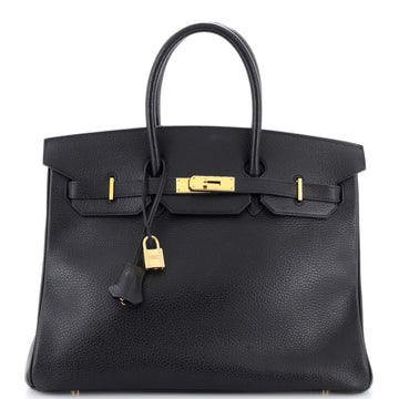 Hermes Birkin Handbag Black Ardennes with Gold Hardware 35