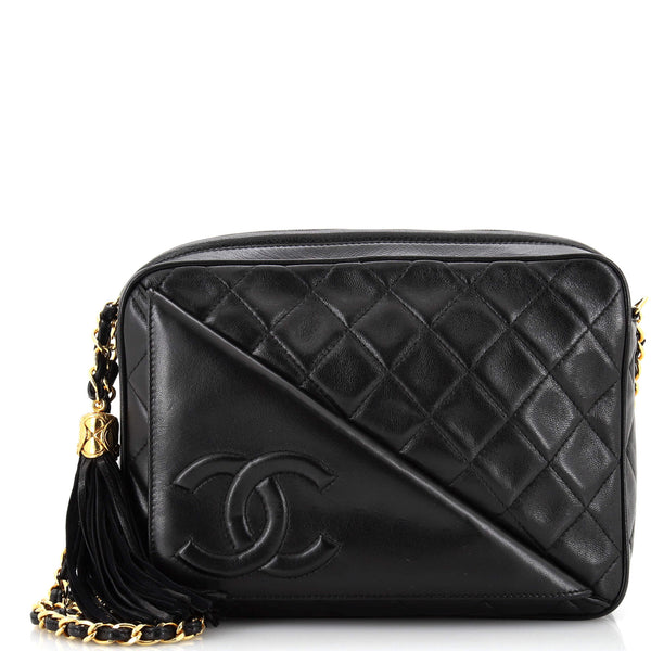 Chanel Vintage Front Pocket Camera Bag Quilted Lambskin Medium Black  21493012