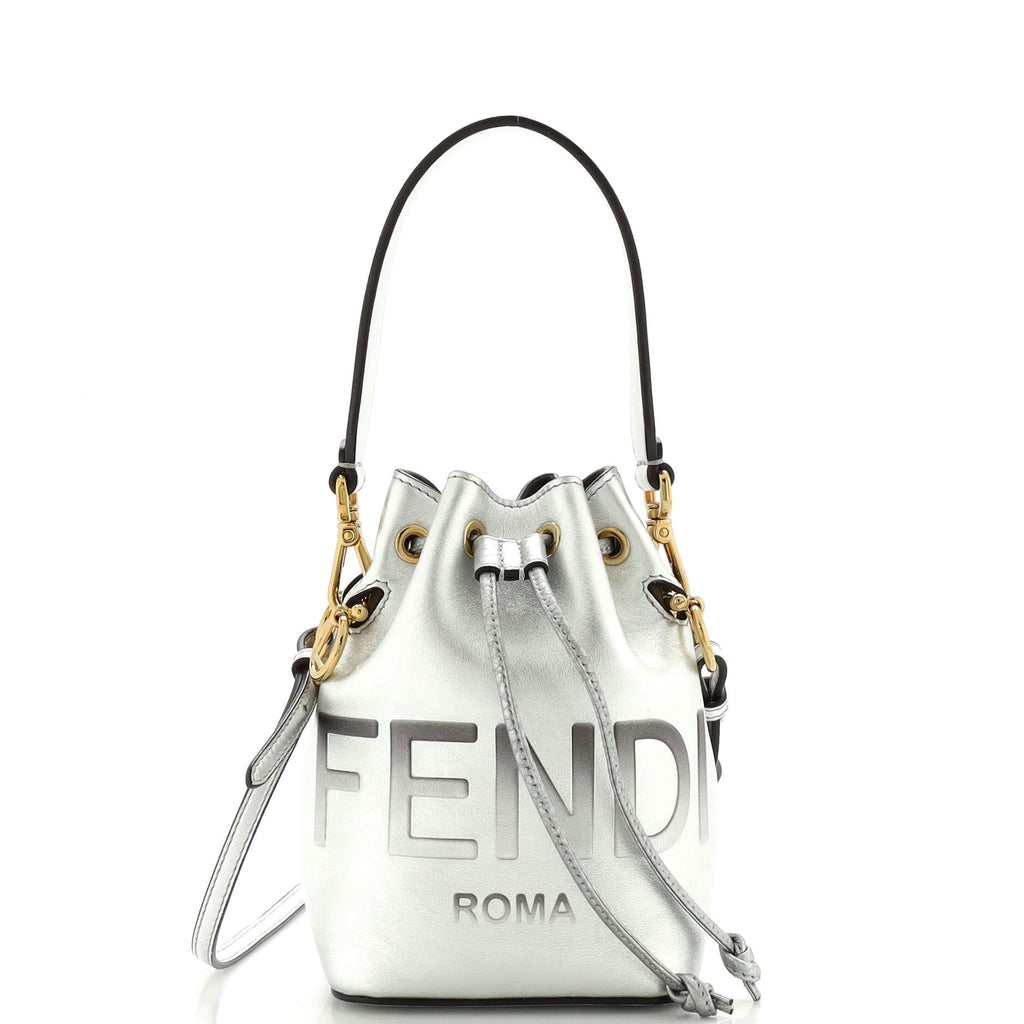 Fendi Logo Mon Tresor Bucket Bag Leather Mini Metallic 214930135