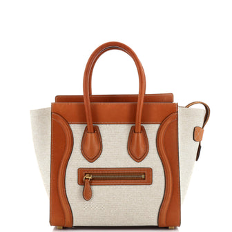 Celine Luggage Bag Canvas and Leather Micro