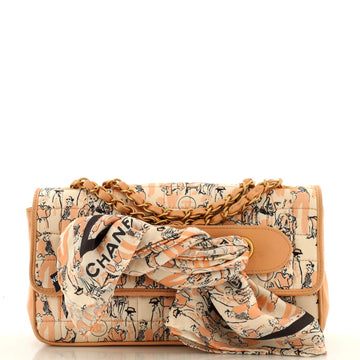 Chanel Limited Edition Scarf Flap Bag Printed Silk and Leather Medium