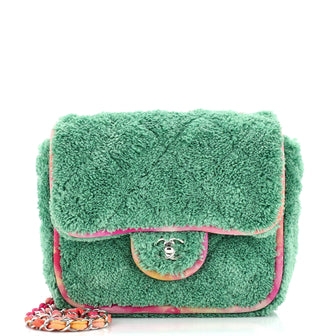 Chanel Classic Single Flap Bag Quilted Terry Cloth and Ribbon Small