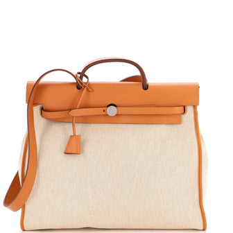 Hermes Herbag Zip Leather and Toile 39