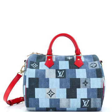 Louis Vuitton Speedy Bandouliere Bag Damier and Monogram Patchwork Denim 30