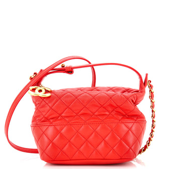 Chanel CC Charm Zip Hobo Quilted Lambskin Mini