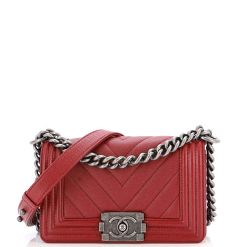 Chanel Boy Flap Bag Chevron Caviar Small