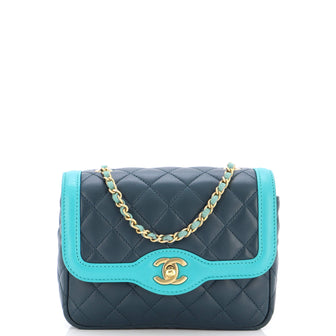 Chanel Two Tone Flap Bag Quilted Lambskin Mini