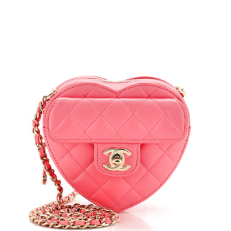 Chanel CC in Love Heart Clutch with Chain Quilted Lambskin Pink 214930249