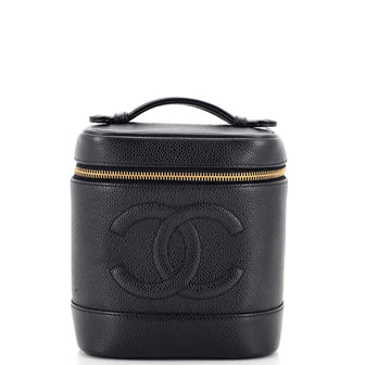 Chanel Vintage Timeless Cosmetic Case Caviar Tall