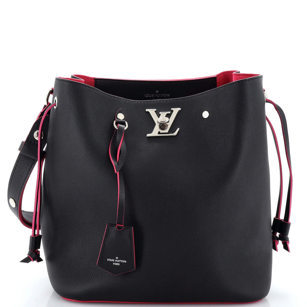 Louis Vuitton, Bags, Black And Pink Lock Me Bucket Tote