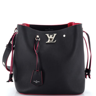 Louis Vuitton Lockme Leather Crossbody Bucket Bag Black