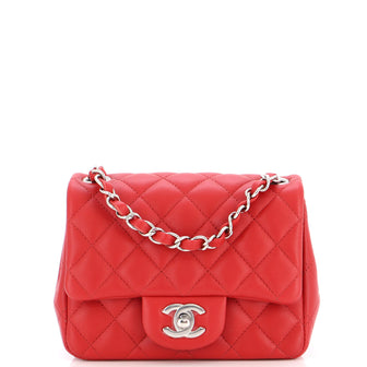 Chanel Mini Square Classic Flap Bag Red Lambskin