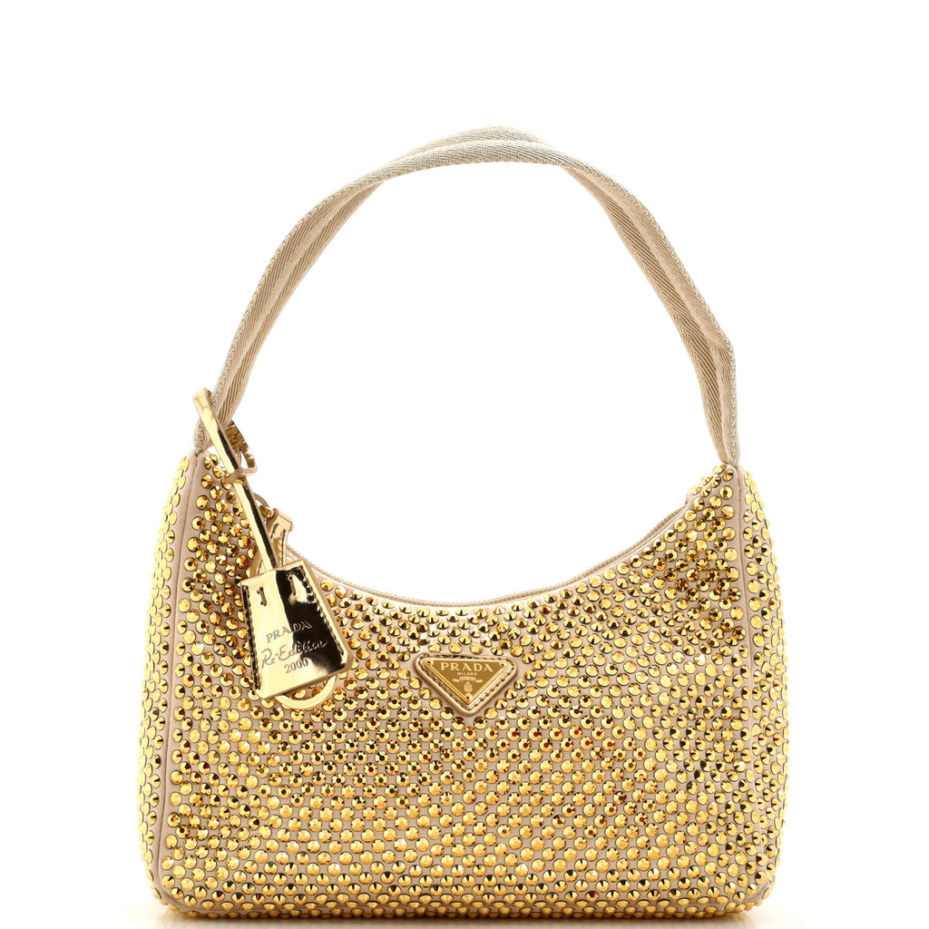 Re Edition Mini Embellished Shoulder Bag in Gold - Prada