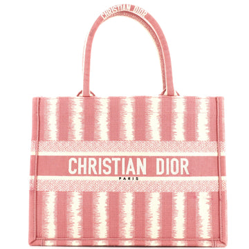 Christian Dior Book Tote Bayadere Stripe Embroidered Canvas Medium