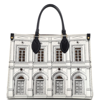 Louis Vuitton OnTheGo Tote Limited Edition Fornasetti Architettura Print  Leather and Monogram Canvas MM Brown 214930293