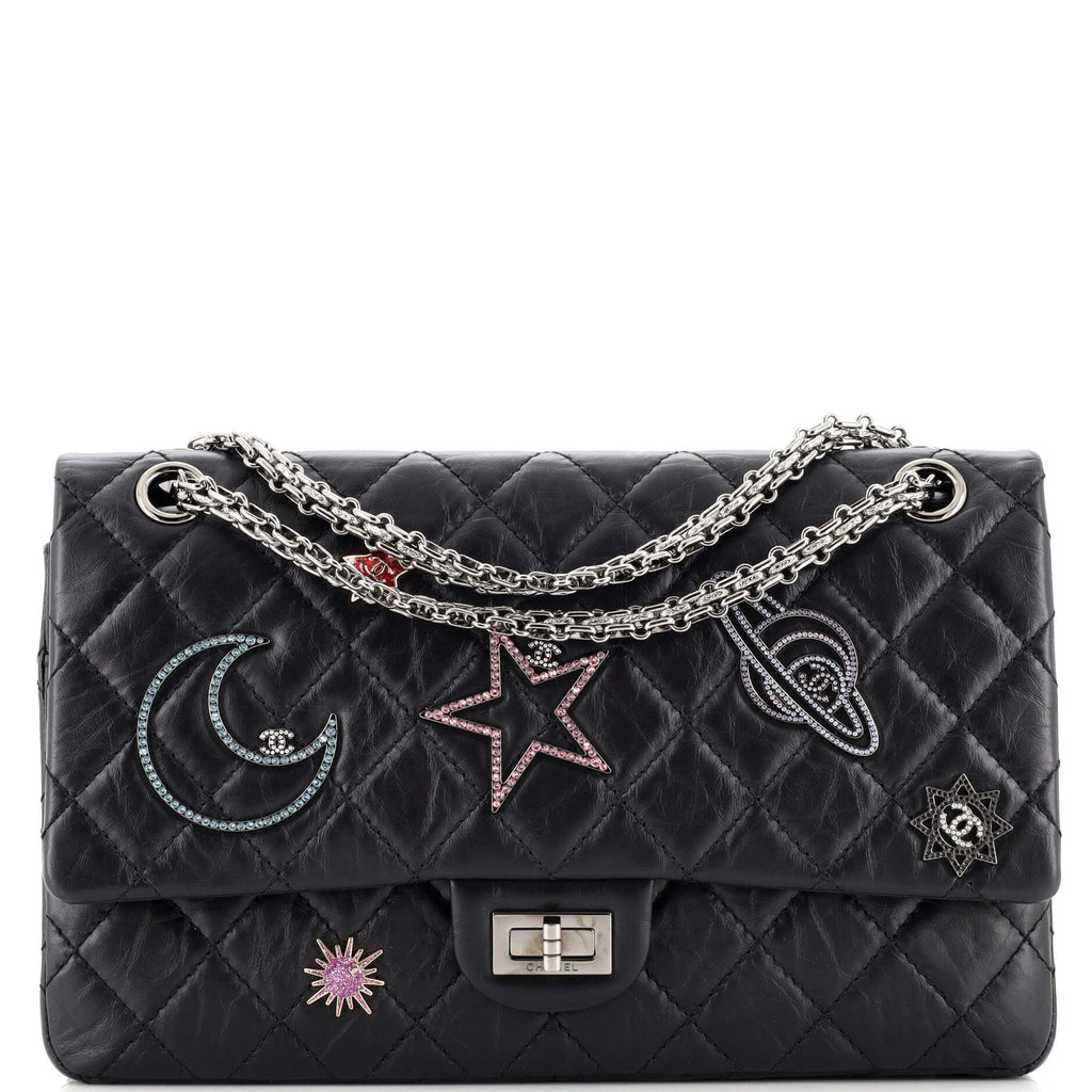 Chanel Space Charms Reissue 2.55 Flap Bag Quilted Aged Calfskin 226 Black  214930295