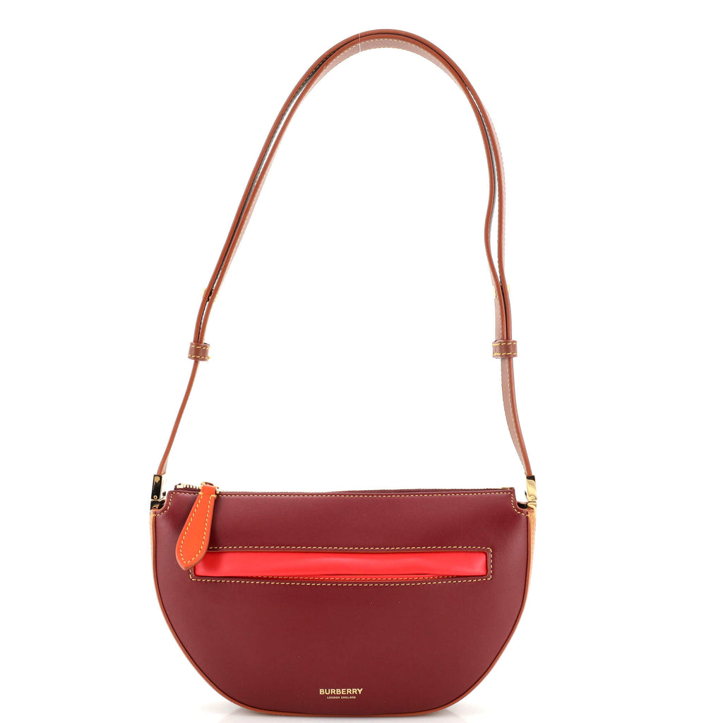 Burberry Olympia Zip Shoulder Bag Leather Small Red 214930302