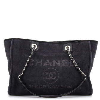 Chanel Deauville NM Chain Handle Tote Mixed Fibers Small