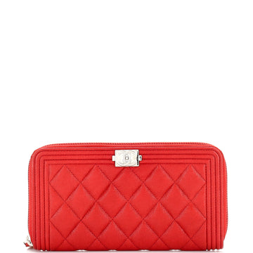 Chanel Boy Zip Around Wallet Quilted Caviar Long