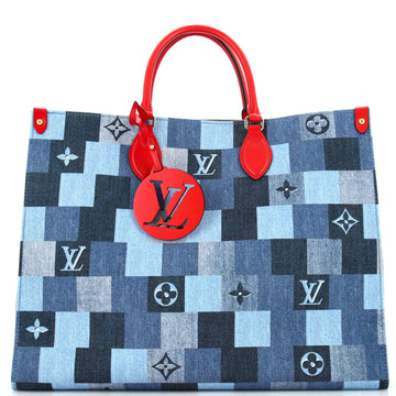 Louis Vuitton OnTheGo Tote Damier and Monogram Patchwork Denim GM