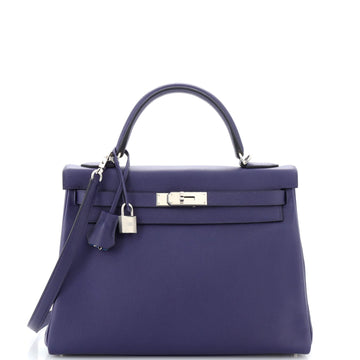 Hermes Kelly Handbag Verso Evercolor with Palladium Hardware 32