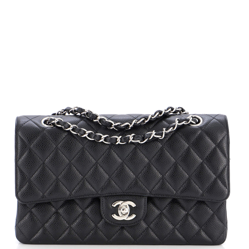 Chanel Classic Double Flap Bag Quilted Caviar Medium Black 214930345