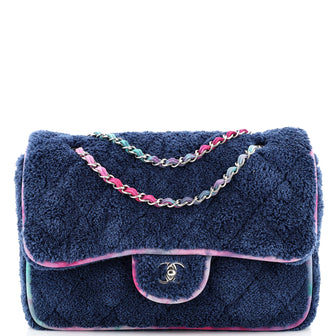 Chanel Classic Single Flap Bag Quilted Terry Cloth and Ribbon Jumbo