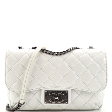 Chanel CC Plate Flap Bag Quilted Glazed Calfskin Medium