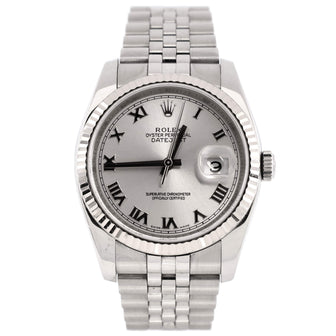Rolex Oyster Perpetual Datejust Automatic Watch Stainless Steel and White Gold 36