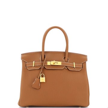 Hermes Birkin Handbag Brown Togo with Gold Hardware 30