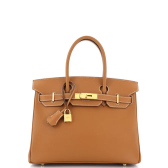 Hermes Birkin Handbag Brown Epsom with Gold Hardware 30