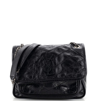 Saint Laurent Niki Chain Flap Bag Matelasse Chevron Leather Baby