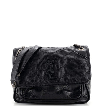 Saint Laurent Niki Chain Flap Bag Matelasse Chevron Leather Baby
