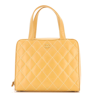 Chanel Surpique Zip Around Satchel Quilted Leather Large