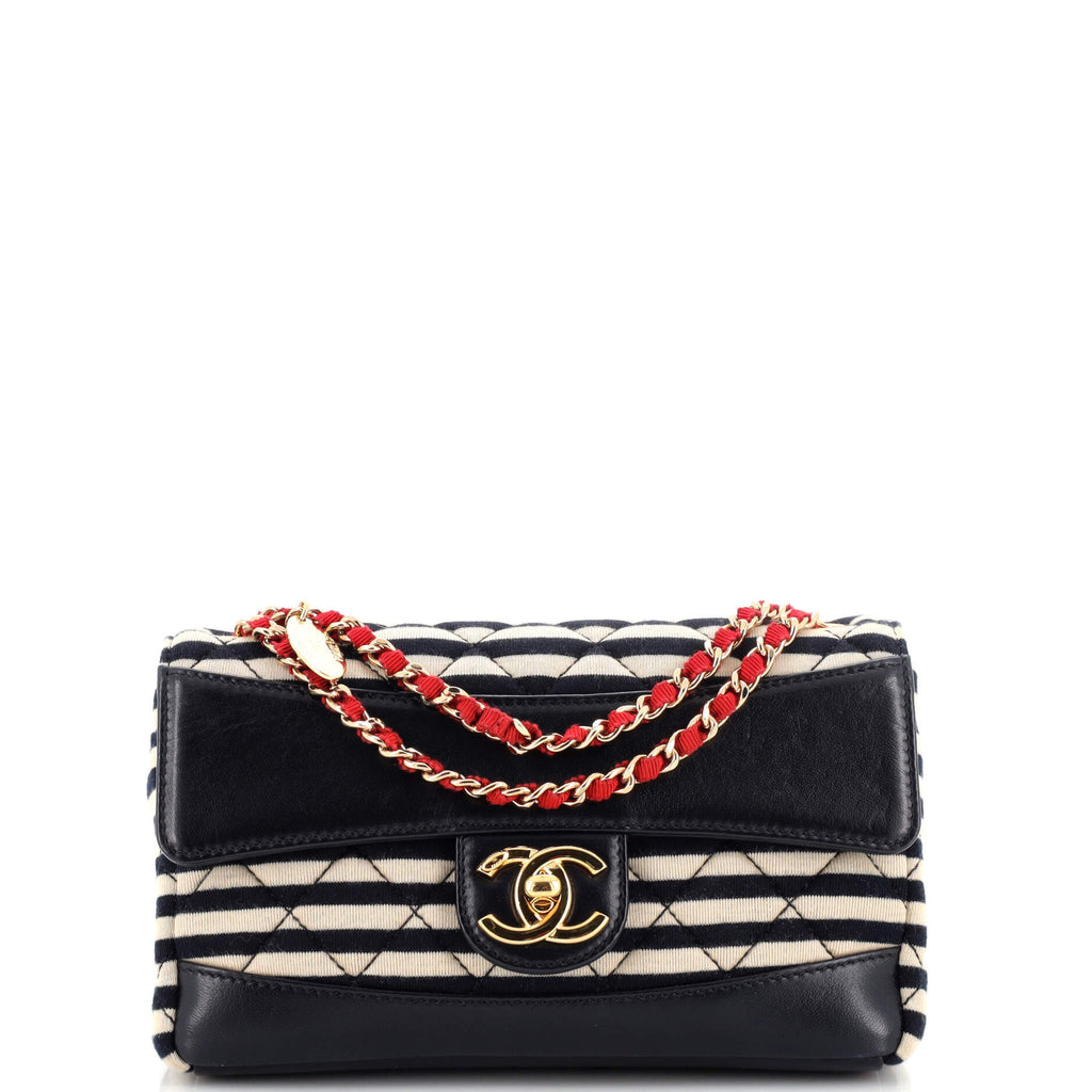 Chanel Coco Sailor Medallion Flap Bag Quilted Jersey and Lambskin Small  Black 21493096