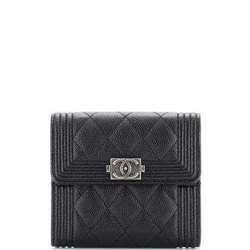 Chanel Boy Flap Wallet Quilted Caviar Compact