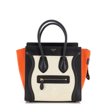 Celine Tricolor Luggage Bag Canvas and Leather Micro