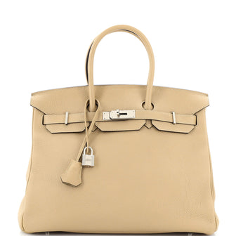 Hermes Birkin Handbag Light Togo with Palladium Hardware 35