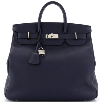 Hermes HAC Birkin Bag Blue Togo with Palladium Hardware 40