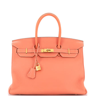 Hermes Birkin Handbag Pink Clemence with Gold Hardware 35