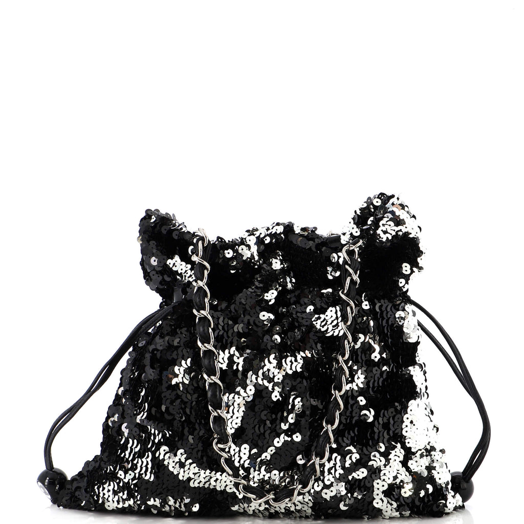Chanel Summer Night Drawstring Tote Sequins Medium Black 214954169