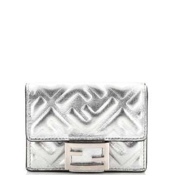 Fendi Trifold Wallet Zucca Embossed Leather Mini