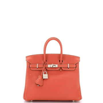 Hermes Birkin Handbag Orange Swift with Palladium Hardware 25