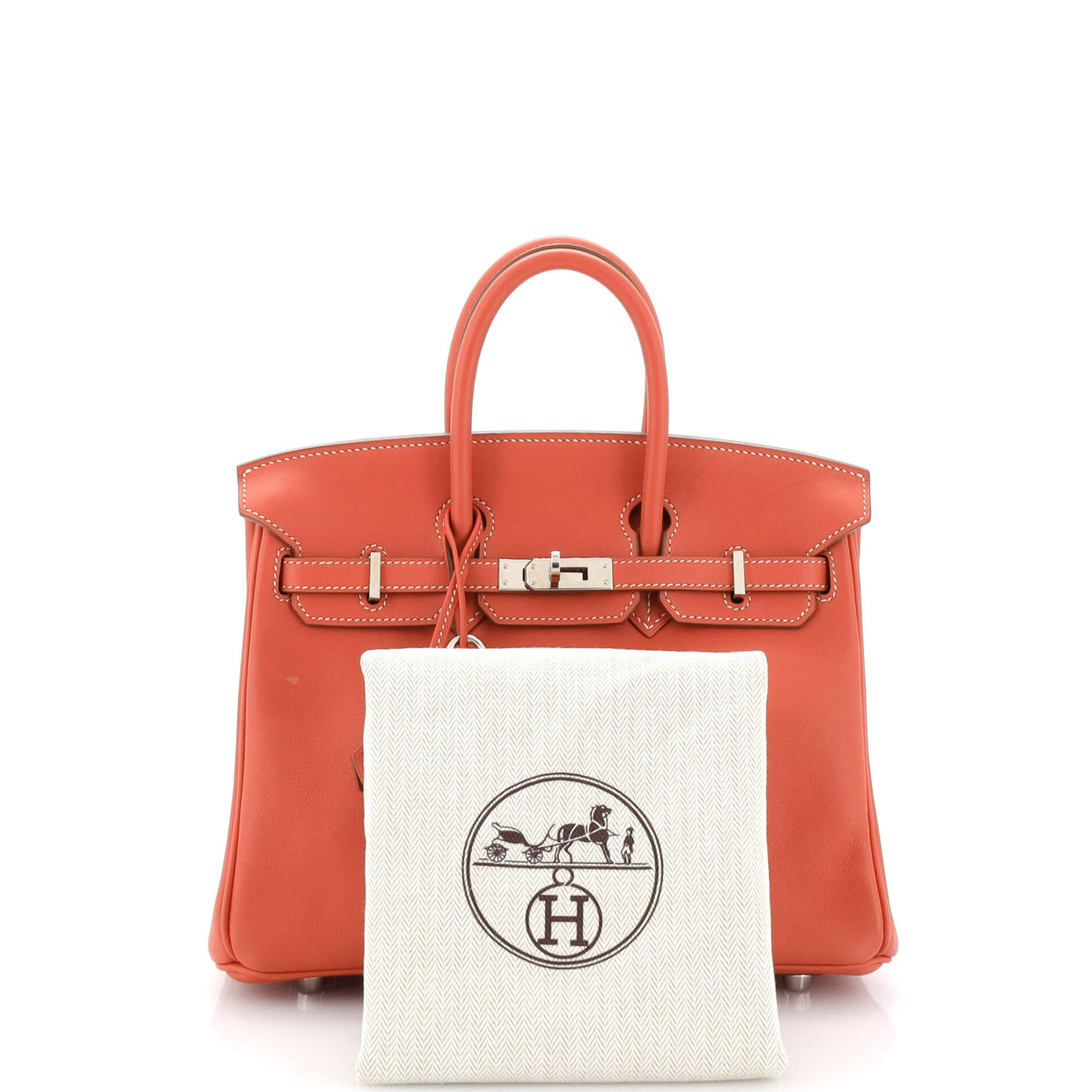 Hermes Birkin Handbag Orange Swift with Palladium Hardware 25 Orange