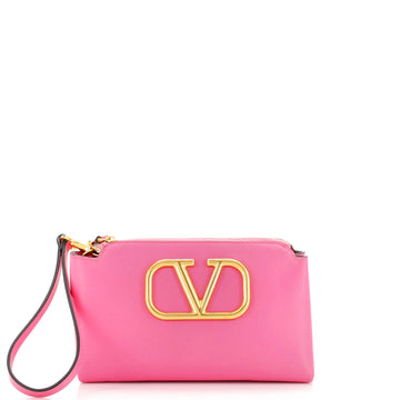 Valentino Garavani VLogo Wristlet Clutch Leather
