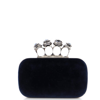 Alexander McQueen Knuckle Box Clutch Velvet Small