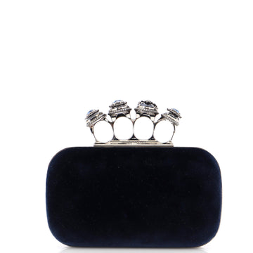 Alexander McQueen Knuckle Box Clutch Velvet Small