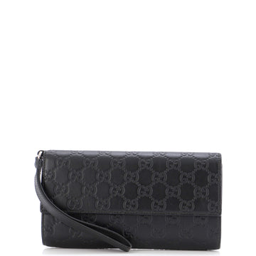 Gucci Wristlet Travel Flap Wallet Guccissima Leather